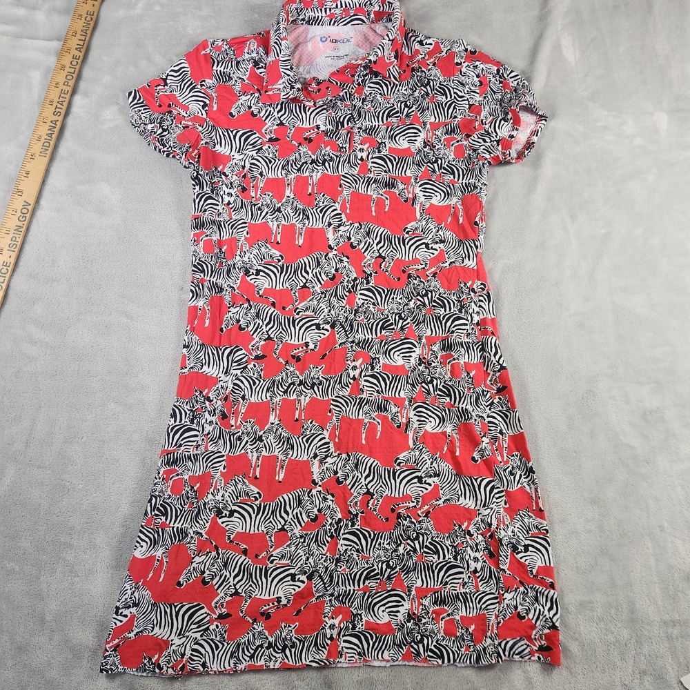 Ibkul Sleeveless Mock Neck Golf‎ Dress Women's Size XS UPF 50+ Zip Zebra Print